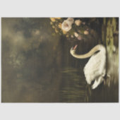 White Swan Dark Romantic Lake Floral Scene 薄葉紙 (正面)
