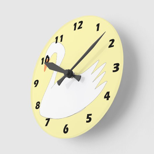 White Swan Design ラウンド壁時計 (傾斜)