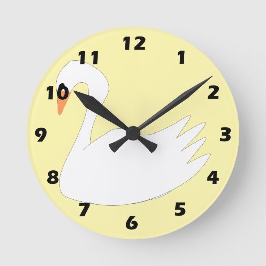 White Swan Design ラウンド壁時計 (正面)