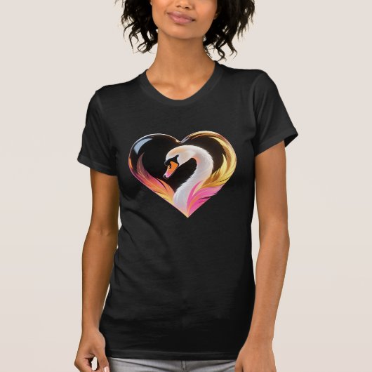 White Swan Heart Frame Neon Pop Art Tシャツ (正面)