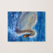 White swan watercolor painting ジグソーパズル (横)