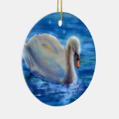 White swan watercolor painting セラミックオーナメント (右)