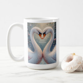 White Swans Valentine Romantic Love Birds コーヒーマグカップ