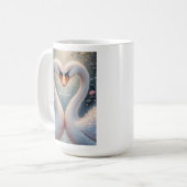 White Swans Valentine Romantic Love Birds コーヒーマグカップ (正面左)
