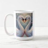 White Swans Valentine Romantic Love Birds コーヒーマグカップ (左)