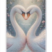 White Swans Valentine Romantic Love Birds シール (正面)