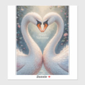 White Swans Valentine Romantic Love Birds シール (シート)