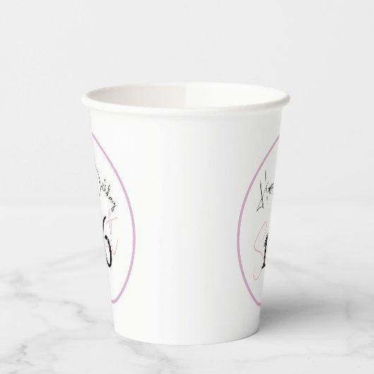 White Sweet 16 Pink & Black Script Paper cup 紙コップ (左)