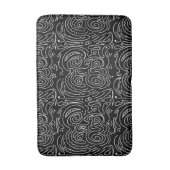 White swirly lines on black  バスマット (正面縦)
