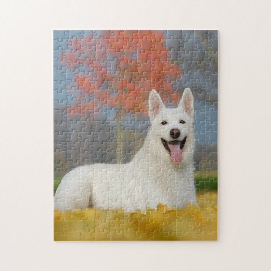 White Swiss Shepherd Dog Photo - Cute Furry Friend ジグソーパズル (縦)