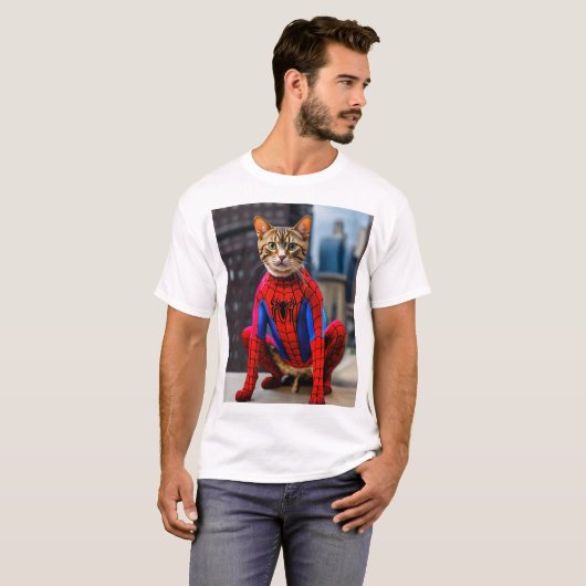 white T-Shirt Cat Printed Tシャツ (正面フル)