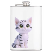 White Tabby Kitten フラスク (正面)