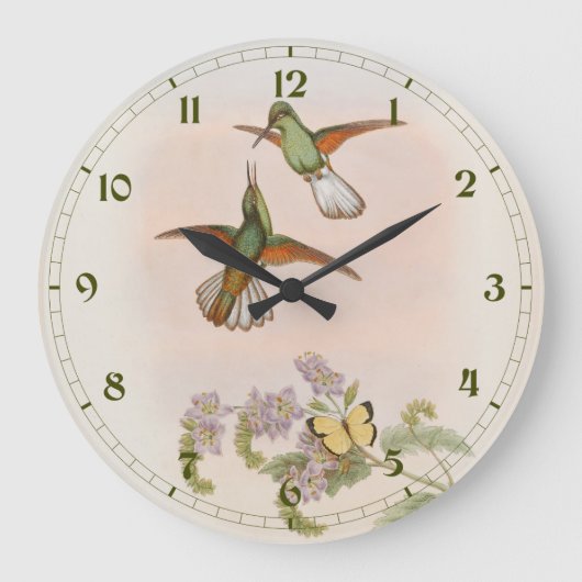 White-tailed Hummingbird (Eupherusa poliocerca) ラージ壁時計 (正面)
