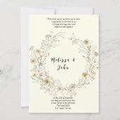 White Tan Rustic Boho Wildflower Wedding 招待状 (正面)
