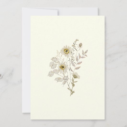 White Tan Rustic Boho Wildflower Wedding 招待状 (裏面)