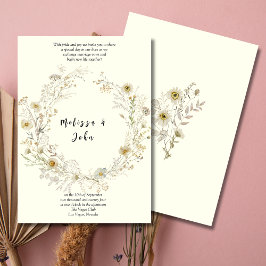 White Tan Rustic Boho Wildflower Wedding 招待状