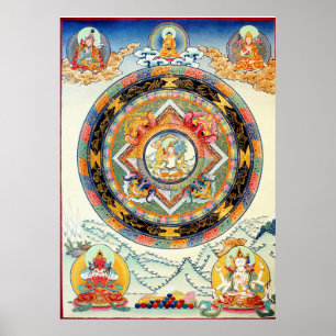 White Tara Mandala Poster ポスター