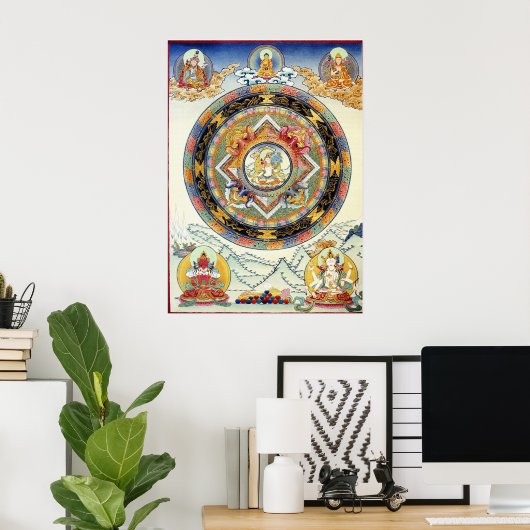 White Tara Mandala Poster ポスター (ホームオフィス)