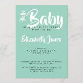 White & Teal Checkerboard Baby Shower Invitation 招待状 (正面)
