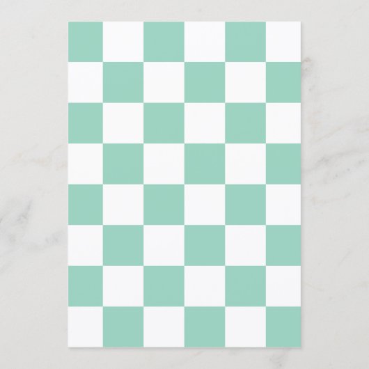 White & Teal Checkerboard Baby Shower Invitation 招待状 (裏面)