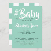 White & Teal Checkerboard Baby Shower Invitation 招待状 (正面/裏面)