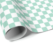 White & Teal Checkerboard Wrapping Paper Roll ラッピングペーパー (ロールコーナー)