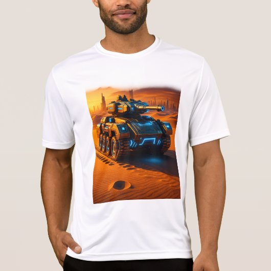 White Tee – Sci-Fi Desert Tank Glow Edition Tシャツ (正面)