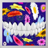 White Teeth Bite Flower Spin Dentist Poster ポスター (正面)