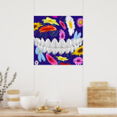 White Teeth Bite Flower Spin Dentist Poster ポスター (キッチン)