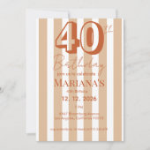 White & Terracotta Stripes Modern Scripted 招待状 (正面)