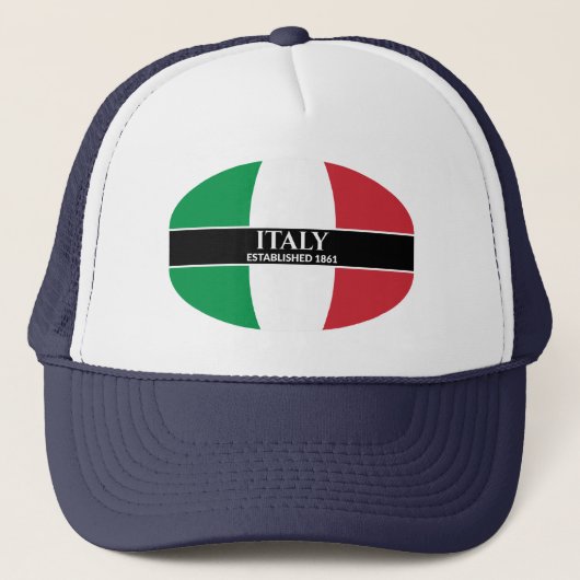 White Text Italy Established 1861 Flag キャップ (正面)