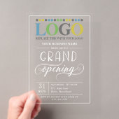White Text Wide Logo Business Grand Opening アクリル招待状 (インサイチュ (ポータブル))