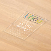 White Text Wide Logo Business Grand Opening アクリル招待状 (レイダウン)
