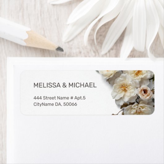 White Textured Roses | Wedding ラベル (インサイチュ)