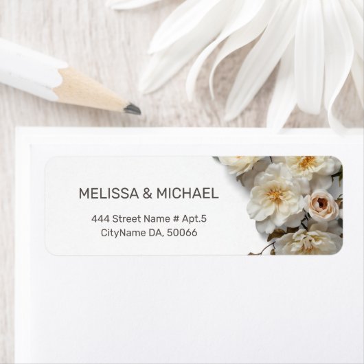 White Textured Roses | Wedding ラベル (インサイチュ)