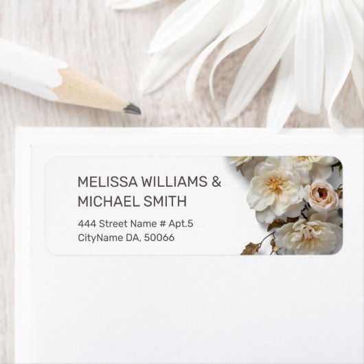 White Textured Roses | Wedding ラベル (インサイチュ)