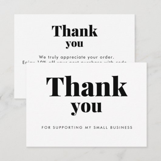 White Thank You Card Discount Code Logo サンキューカード (正面/裏面)