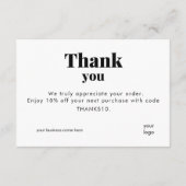 White Thank You Card Discount Code Logo サンキューカード (裏面)