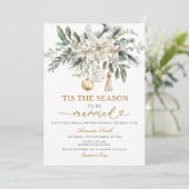 White The Season to Be Married Bridal Shower 招待状 (スタンド正面)