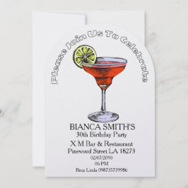 White Theme Adult Birthday   招待状