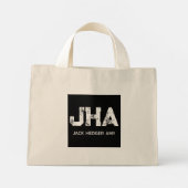 WHITE THREE LETTER MONOGRAM NAME BLACK NATURAL ミニトートバッグ (裏面)