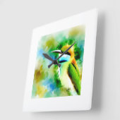 White throated Bee eater 251024AREF144 - Watercolo スクエア壁時計 (傾斜)