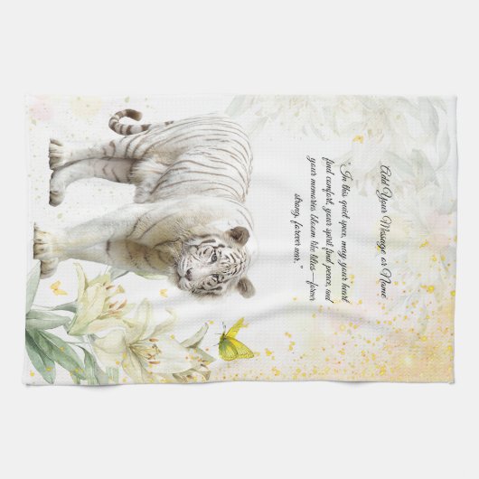 White Tiger and Lilies Stardust キッチンタオル (横)