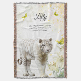 White Tiger and Lilies Throw Blanket スローブランケット