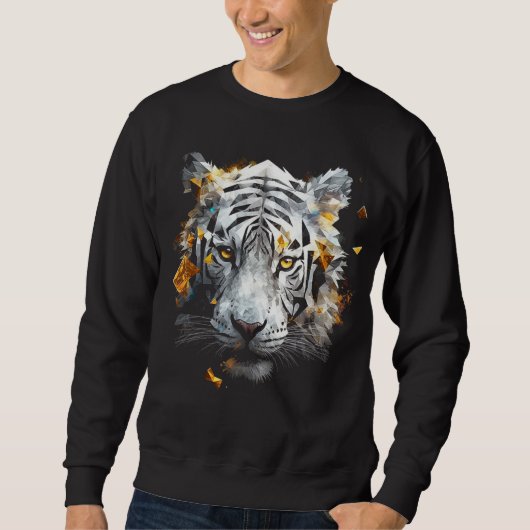 White Tiger - Art Animal Motif Tiger スウェットシャツ (正面)