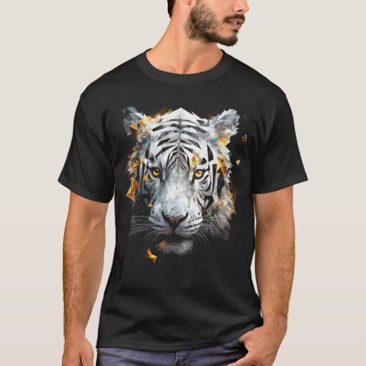 White Tiger - Art Animal Motif Tiger Tシャツ (正面)