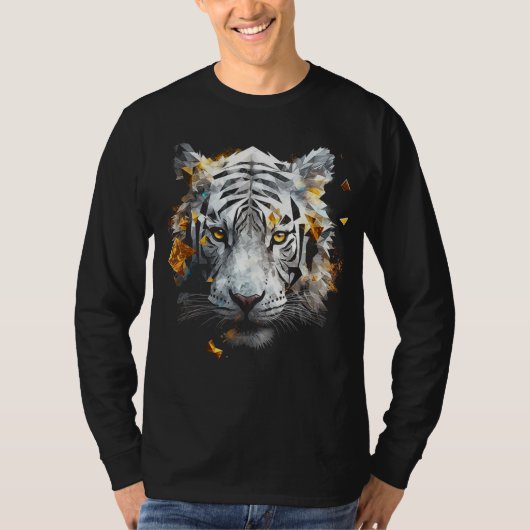 White Tiger - Art Animal Motif Tiger Tシャツ (正面)