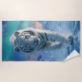 White Tiger Beach Towel – Arctic Ice Power ビーチタオル (正面)
