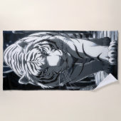 White Tiger Dark Forest Illustration ビーチタオル (正面)
