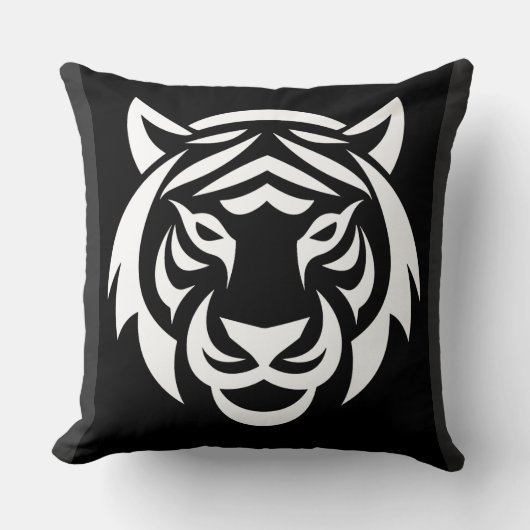 White Tiger Face Pillow クッション (正面)